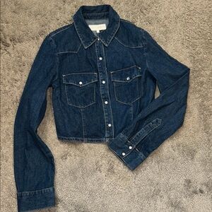Zara Blue Crop Denim Shirt